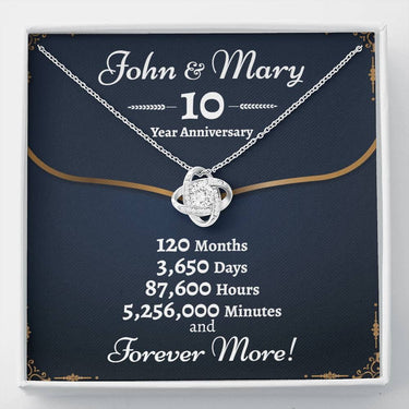 Personalized 10 Year Anniversary Love Knot Necklace - Love You This Much
